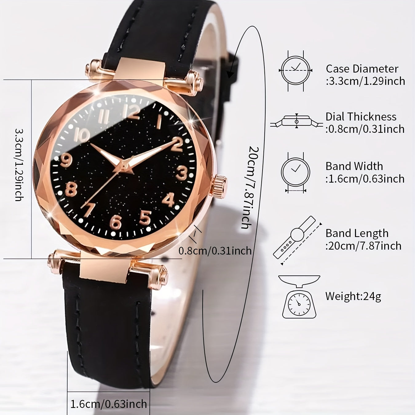 Casual Elegance Set - Quartz Watch with PU Leather Strap and Bracelet